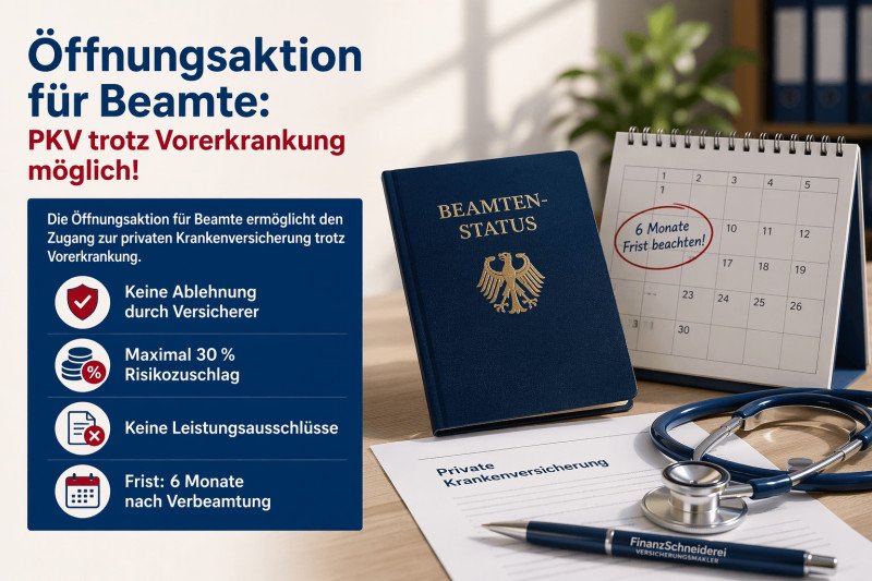 Öffnungsaktion für Beamte ermöglicht PKV trotz Vorerkrankung ohne Ablehnung und mit maximal 30 Prozent Zuschlag