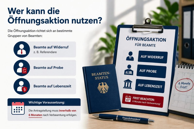Öffnungsaktion für Beamte gilt für Widerruf, Probe und Lebenszeit mit PKV Zugang trotz Vorerkrankung