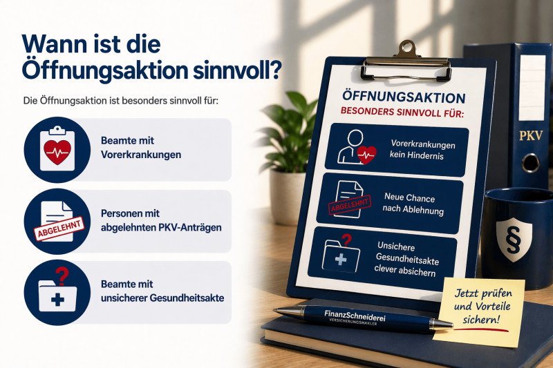 Wann ist die Öffnungsaktion für Beamte sinnvoll bei Vorerkrankung, abgelehnten PKV Anträgen und unsicherer Gesundheitsakte