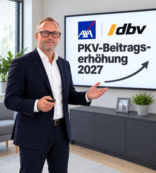 Ferdinand Steiner erläutert die PKV-Beitragserhöhung 2027 bei AXA und DBV.